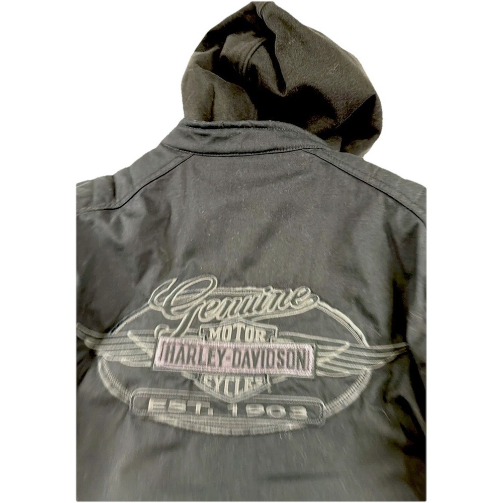 Harley-Davidson Men's Black Double Layer Hooded Jacket Insulated Full Zip Size L